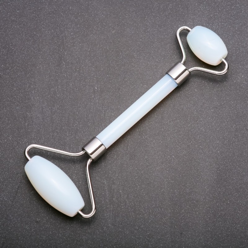 Moonstone Massage Tool (synthetic), length 14cm, silver metal