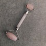 Pink Quartz Dual-Sided Massager, 14.5 cm, Silver Metal
