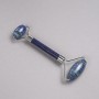 Roller massage tool with Lapiz Lazuli stone, double-sided, length 14.5 cm, silver metal