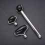 Agate Massager set with 3 attachments in silver metal
