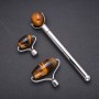 Tiger's Eye Massager set with 3 attachments silver metal