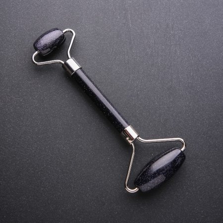 Aventurine Massager "Blue Sand of Night of Cairo", length 14cm, silver metal