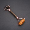 Rolling Stone Massager Tiger's Eye, golden metal, length 14.5 mm