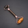 Rolling Stone Massager Tiger's Eye, golden metal, length 14.5 mm