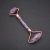 Roller Massager with Natural Amethyst, Gold Metal, length 14.5 cm