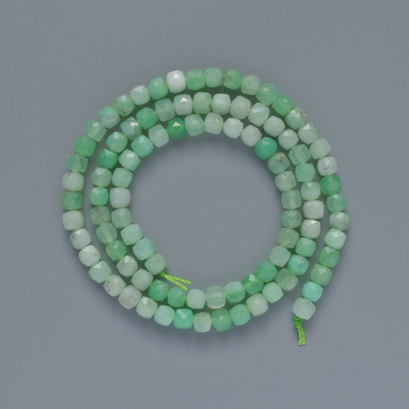 Emerald Beads Natural Stone Faceted Cube, 4mm±, 38cm± Thread