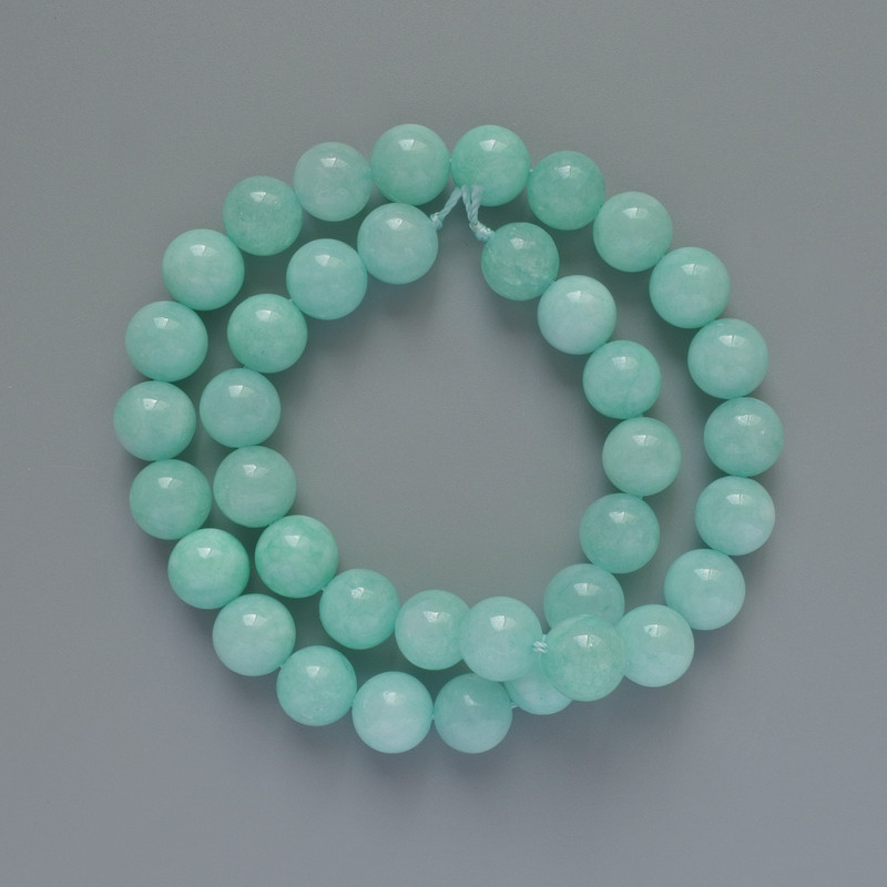Amazonite Beads round smooth ball, diameter 10mm±, length 38cm± on thread