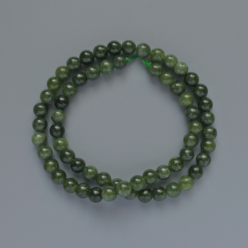 Jadeite Beads Natural Stone Smooth Sphere, 6mm diameter +/-, length 37cm +/- on thread