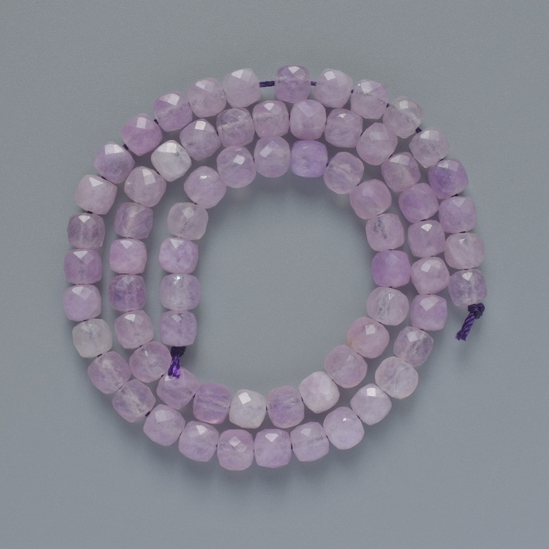 Lavender Amethyst Beads Natural Stone Faceted Cube Beads, 6mm diameter, 38cm length on thread