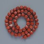 Red Jasper Beads natural gemstone faceted cube, 7mm diameter ±, thread length 38cm ±