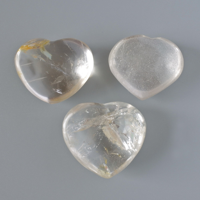 "Heart" Mountain Crystal souvenir natural stone, diameter assortment 36x27mm+- from 25g. (price per 100 g.)