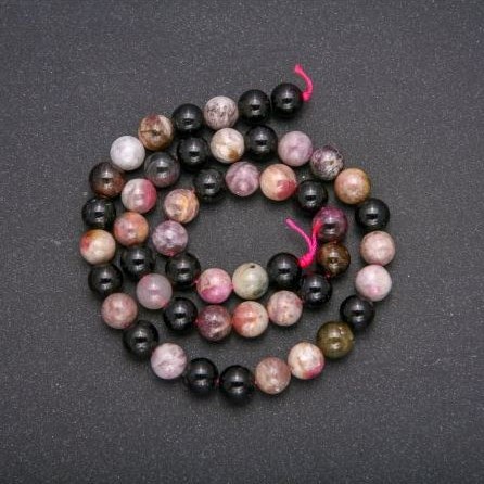 Natural Tourmaline Beads, Smooth Round 8.5 mm, Thread Length 39 cm ±