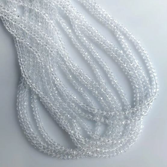 Czech Crystal Beads Transparent White Rondelle, diameter 3.5×2.5mm, length 40cm