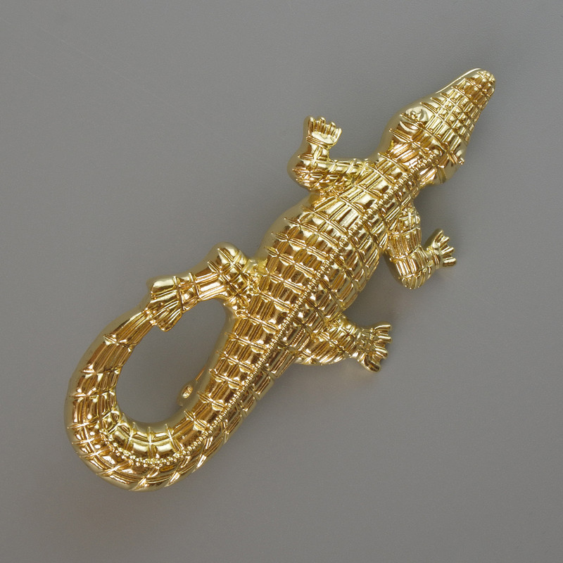 Brooch Pendant Crocodile Light-Gold Metal 73x33mm