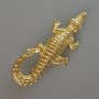 Brooch Pendant Crocodile Light-Gold Metal 73x33mm