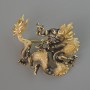 Brooch Pendant Dragon black and beige enamel, gold-toned metal 44x37mm