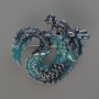 Brooch pendant Dragon blue enamel and blue enamel, silver-metal 42x42mm