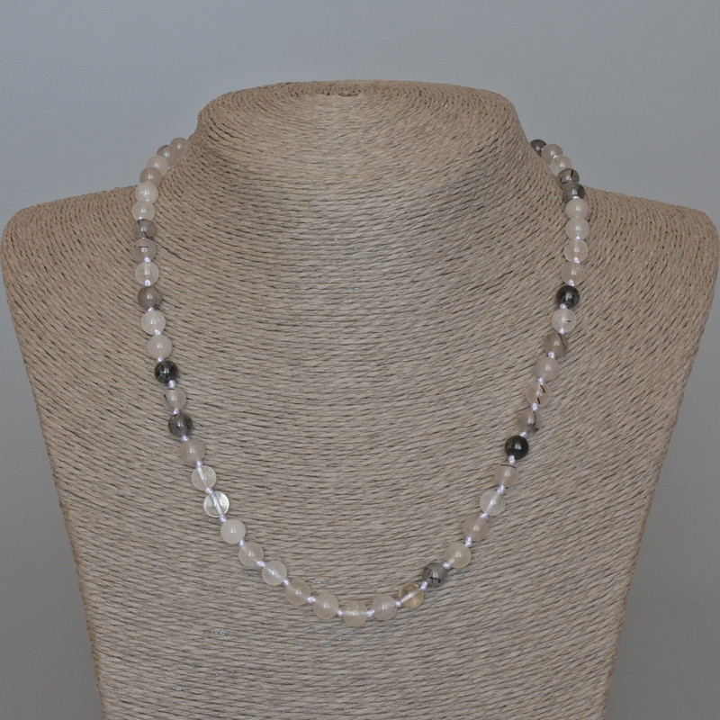 Rutilated Quartz Necklace Hairy Quartz natural stone smooth beads, diameter 6.5mm±, length 48cm±