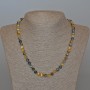 Cat's Eye Yellow-Grey Natural Stone Bead Necklace, smooth round beads, 6.5 mm diameter, length 49 cm ±
