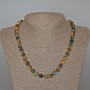 Cat's Eye Necklace Yellow-Gray Natural Stone Smooth Bead, 8mm Diameter ±, Length 48cm ±