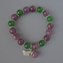 Bracelet Tourmaline Rubyelit and Chrysoprase smooth beads, diameter 10mm±, length 18cm ± with metal accents (stretch)
