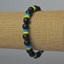 Bracelet "Ukraine" Shungite (single) and Polymer Clay, 8mm diameter, 6×1mm±, length 18cm ± (stretch)