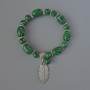 Malachite Bracelet (pressed), diameter 10×14mm, 8mm±, length 18cm ± with metal accents (stretch)