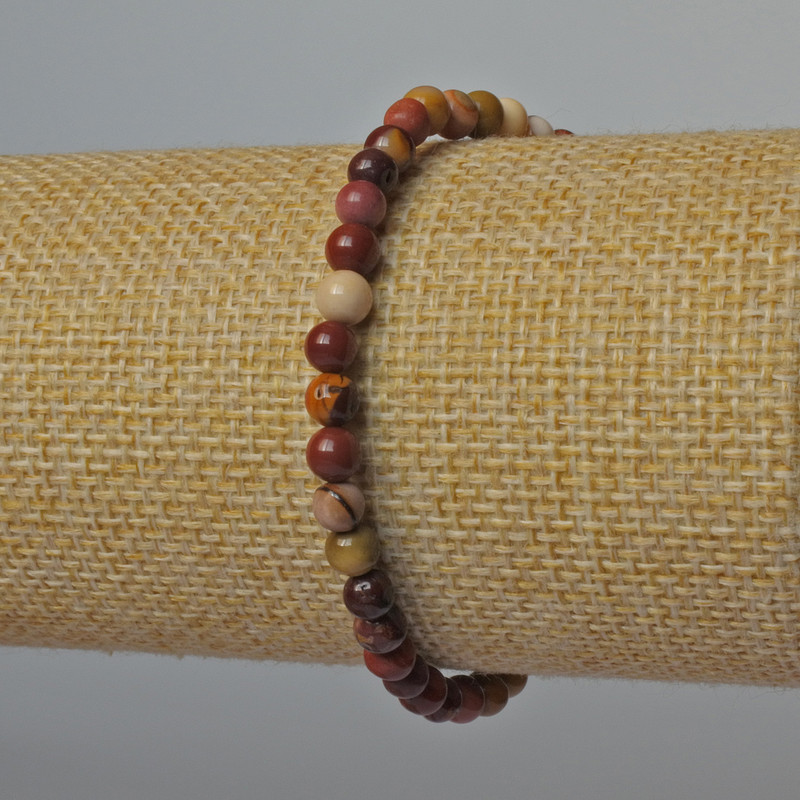 Jasper Mookaite Bracelet, natural stone, smooth round beads 5mm ±, length 18cm ± (stretch)