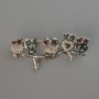 Brooch Owl with colorful rhinestones, black enamel and Halotite, silver metal 52x26mm