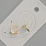 Cafe Xuping with blue crystal and white rhinestones, diameter 11.5×5.5 mm, 18K gold plating