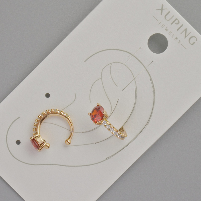 Xuping Café with Red Crystal and White Rhinestones, diameter 13×5mm± 18K Gold Plating