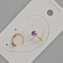 Xuping Earrings with Purple Crystal and White Rhinestones, diameter 13x5 mm ± 18K Gold Plating