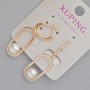 Earrings Xuping with White Rhinestones and Mallorca Pearl Bead, diameter 24×11 mm±, length 40 mm±, 18K Gold Plating