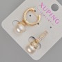 Xuping Earrings with White Crystals and Mallorca Pearl, diameter 9mm±, length 27mm±, 18K Gold Plating