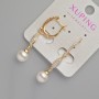 Xuping Earrings with Mallorca pearls and white crystals, 8mm diameter +-, length 43mm+- 18K Gold Plating