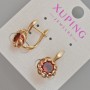 Earrings Xuping with Red Crystal, 20x10 mm±, 18K Gold Plating