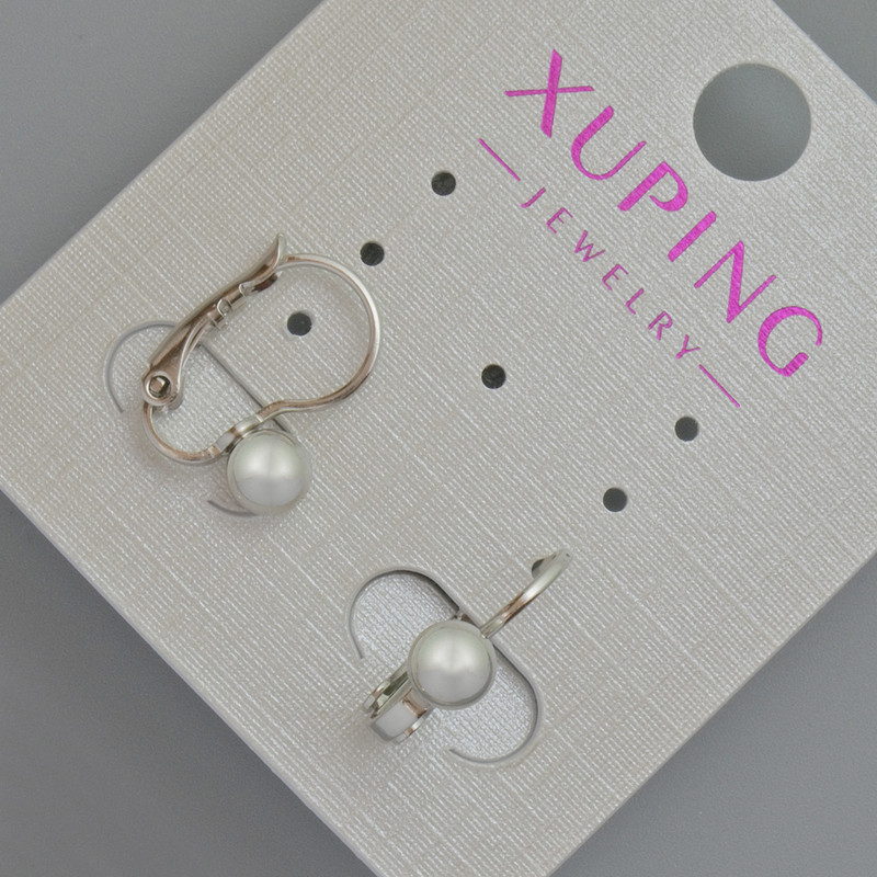 Xuping Earrings, 5mm± diameter, ~15mm length, Rhodium plated