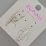 Xuping Earrings with White Rhinestones, 23×6 mm ± Rhodium