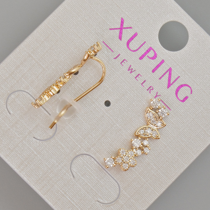 Xuping Earrings "Butterflies" with White Crystals, diameter 20x6mm±, no clasp, 18K Gold Plating
