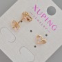Earrings 'Heart' with white crystal, diameter 6.5×8.5 mm ± 18K gold plating