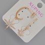 Xuping Star Stud Earrings with White Bead and Crystals, 19mm Ø, 12mm +-, length 42mm, 35mm+-, 18K Gold Plated