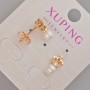 Xuping Crown Stud Earrings with White Pearl Bead and Cubic Zirconia, 12×6 mm, 18K Gold Plated