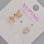 Xuping Stud Earrings with Pink Crystal and White Crystals, 6.5×5.5 mm, 18K Gold Plated