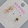 Xuping Stud Earrings with Black Crystal and White Rhinestones, 6.5×5.5 mm, 18K Gold Plated