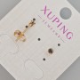 Xuping Stud Earrings with Black Crystal, 4mm ± Diameter, 18K Gold Plated