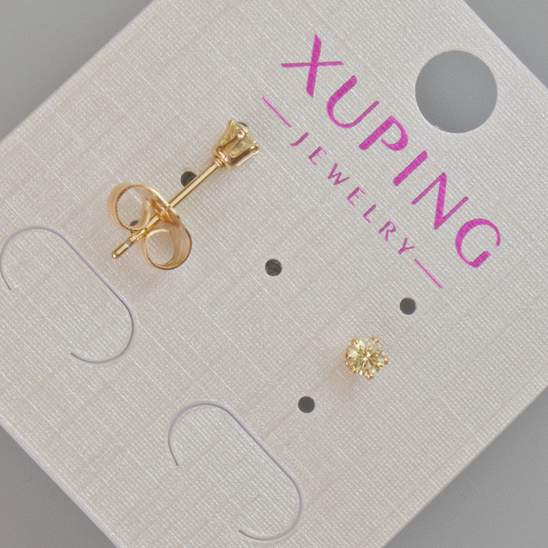 Xuping Stud Earrings with Yellow Crystal, 4 mm diameter ± 18K Gold Plated
