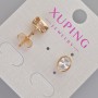 Xuping Stud Earrings with White Crystal, 8.5x6.5mm, 5mm+- 18K Gold Plating
