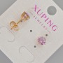 Stud Earrings Xuping with Purple Crystal, 7 mm diameter ± 18K Gold Plated