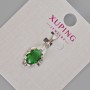 Xuping Pendant with Green Crystal, 24x11mm± Rhodium