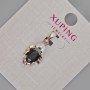 Pendant Xuping with Black Crystal, 24x11mm+- Rhodium-plated